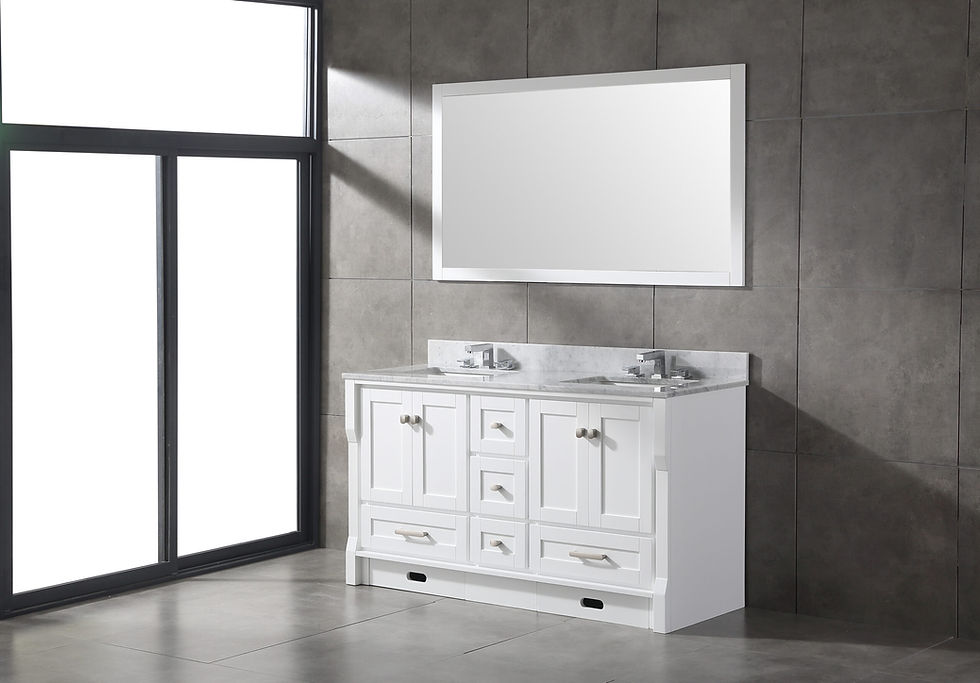 60” Bathroom vanity with stool steps for kids. By Poseidon.