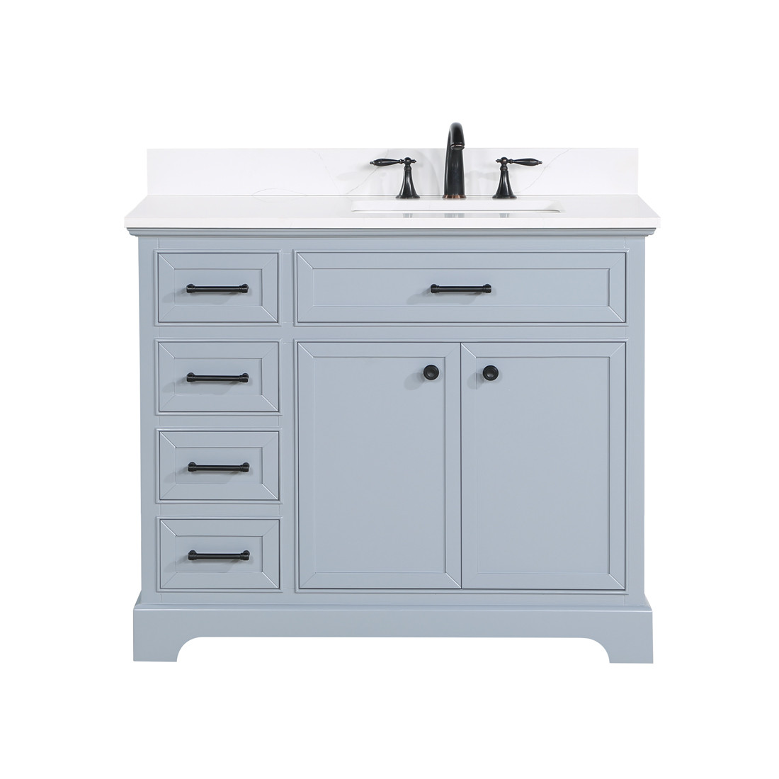 Edgewood 42” by 22” Solid Oak Wood Bathroom Vanity With Quartz Top Sink