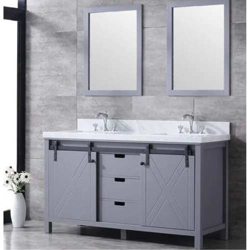 72" Bathroom vanity Barn Door Style White/Dark Gray Colors In Stock. By