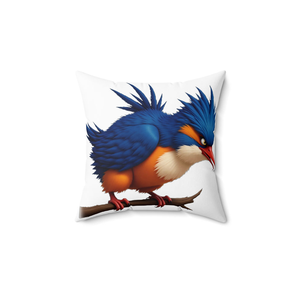 Pillow Cover features an angry Kingfisher bird