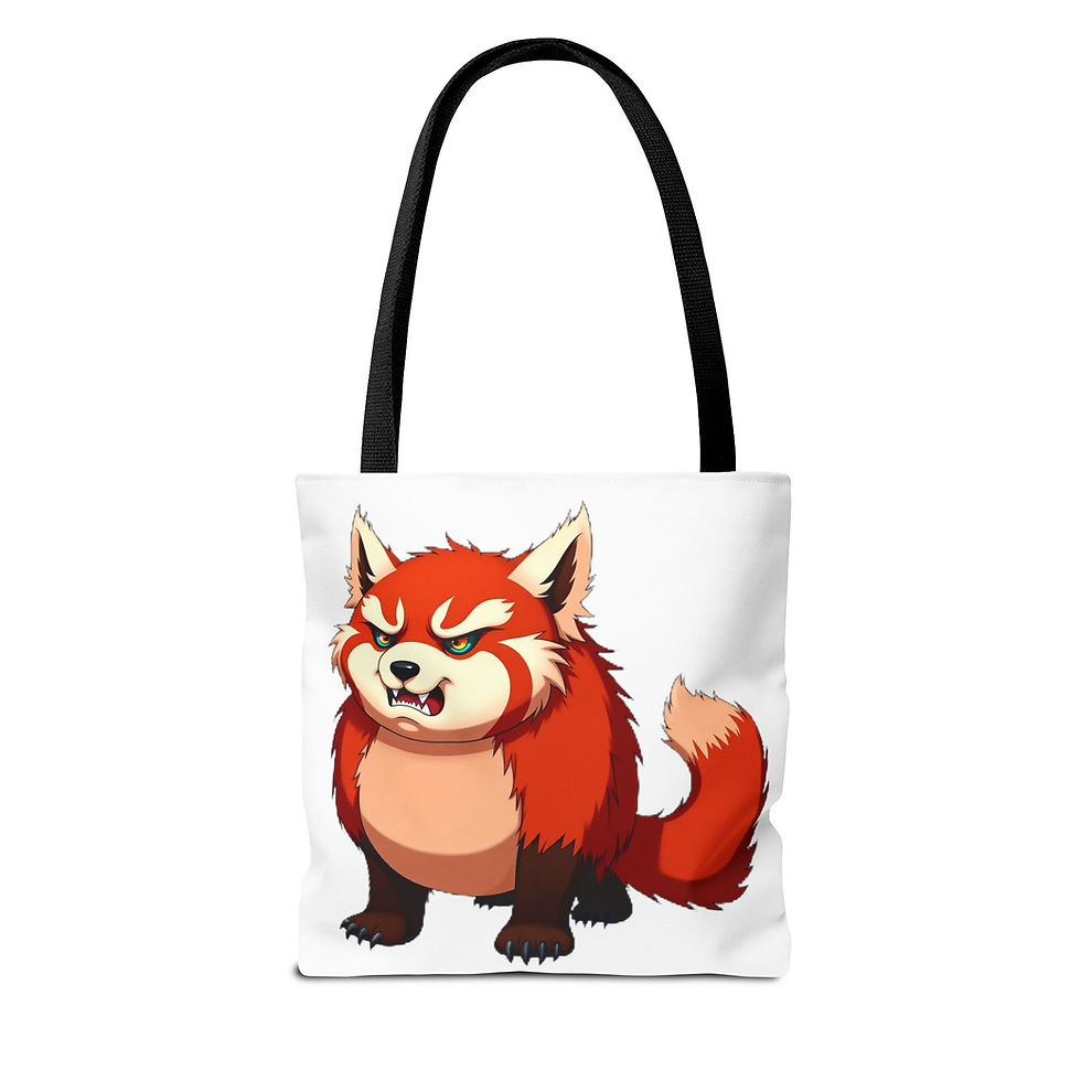 Angry Red Panda Tote Bag, Cartoon Style Angry