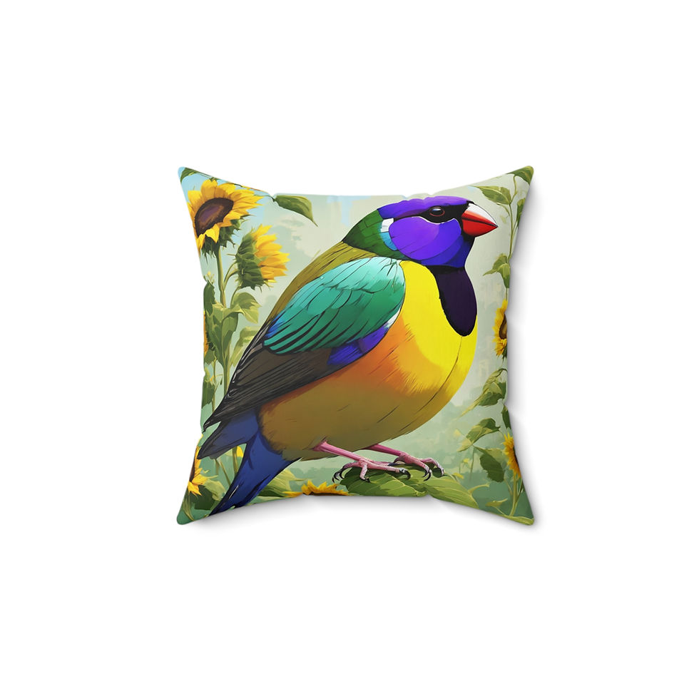 Colorful bird sunflower pillow