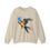 Thumbnail: Tan sweatshirt featuring a vibrant blue and yellow macaw in flight