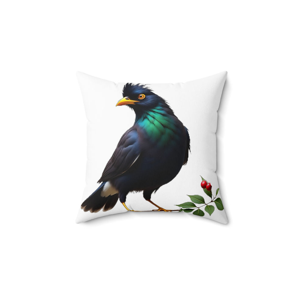 Glossy starling bird pillow design