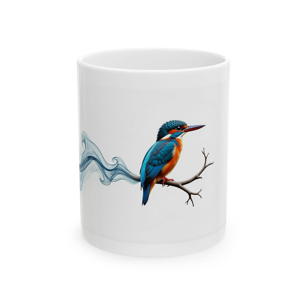 Kingfisher on branch ceramic mug