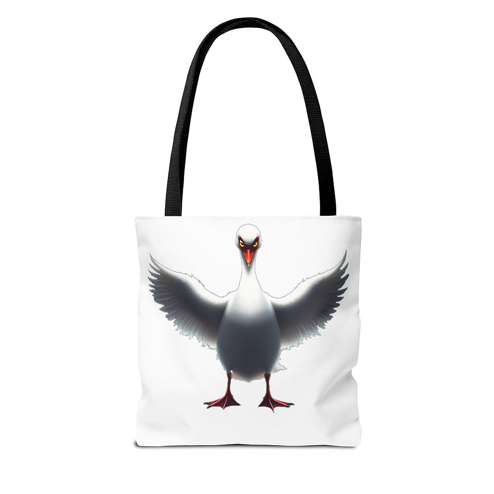 Swan Tote Bag - Angry Swan Illustration Print On