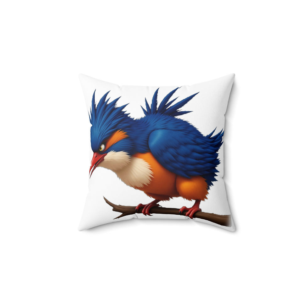 Pillow Cover features an angry Kingfisher bird