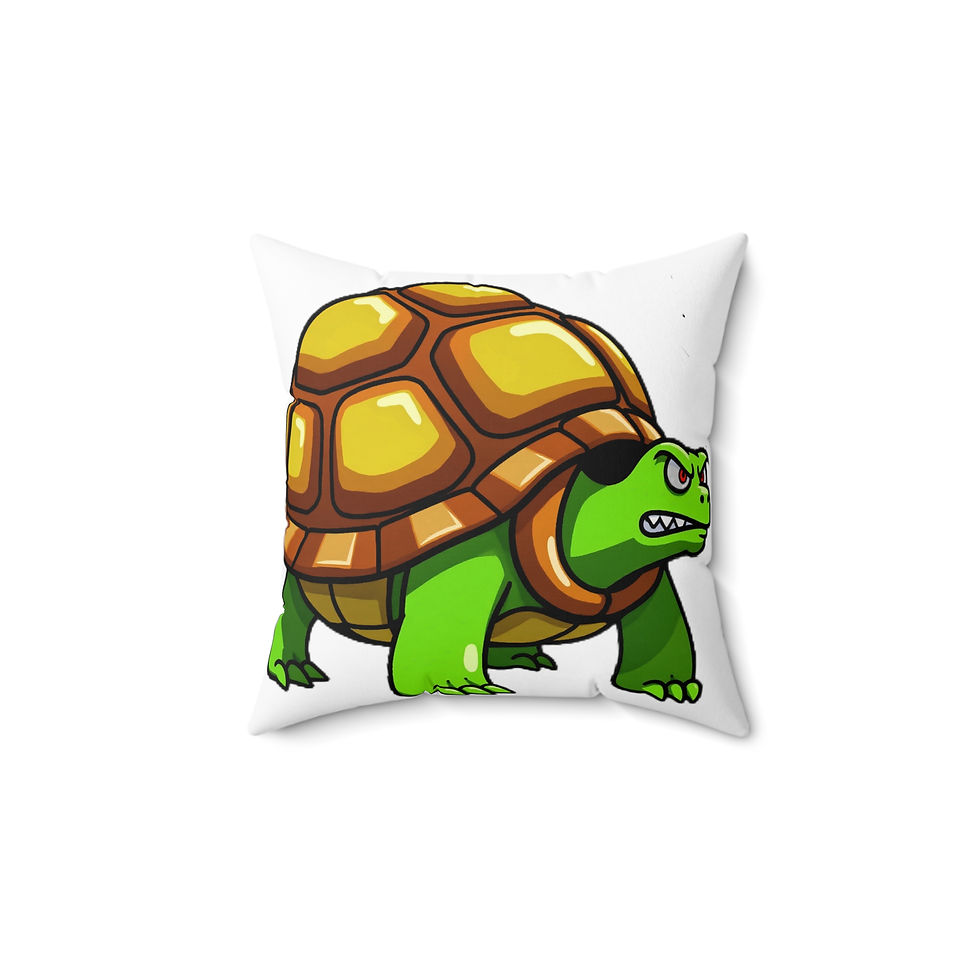 Square Pillow Angry Tortoise Design