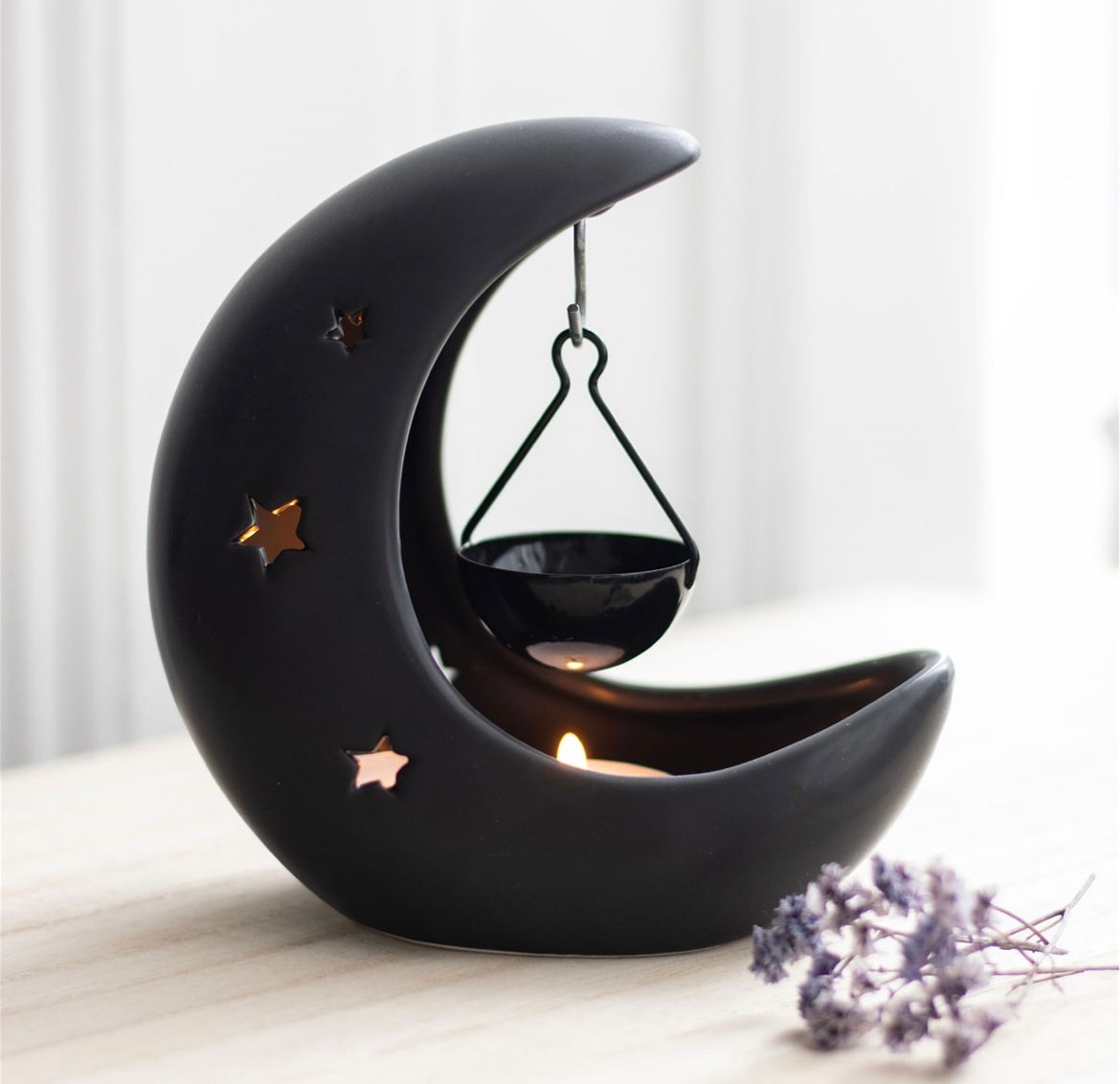 Black Crescent Moon oil burner