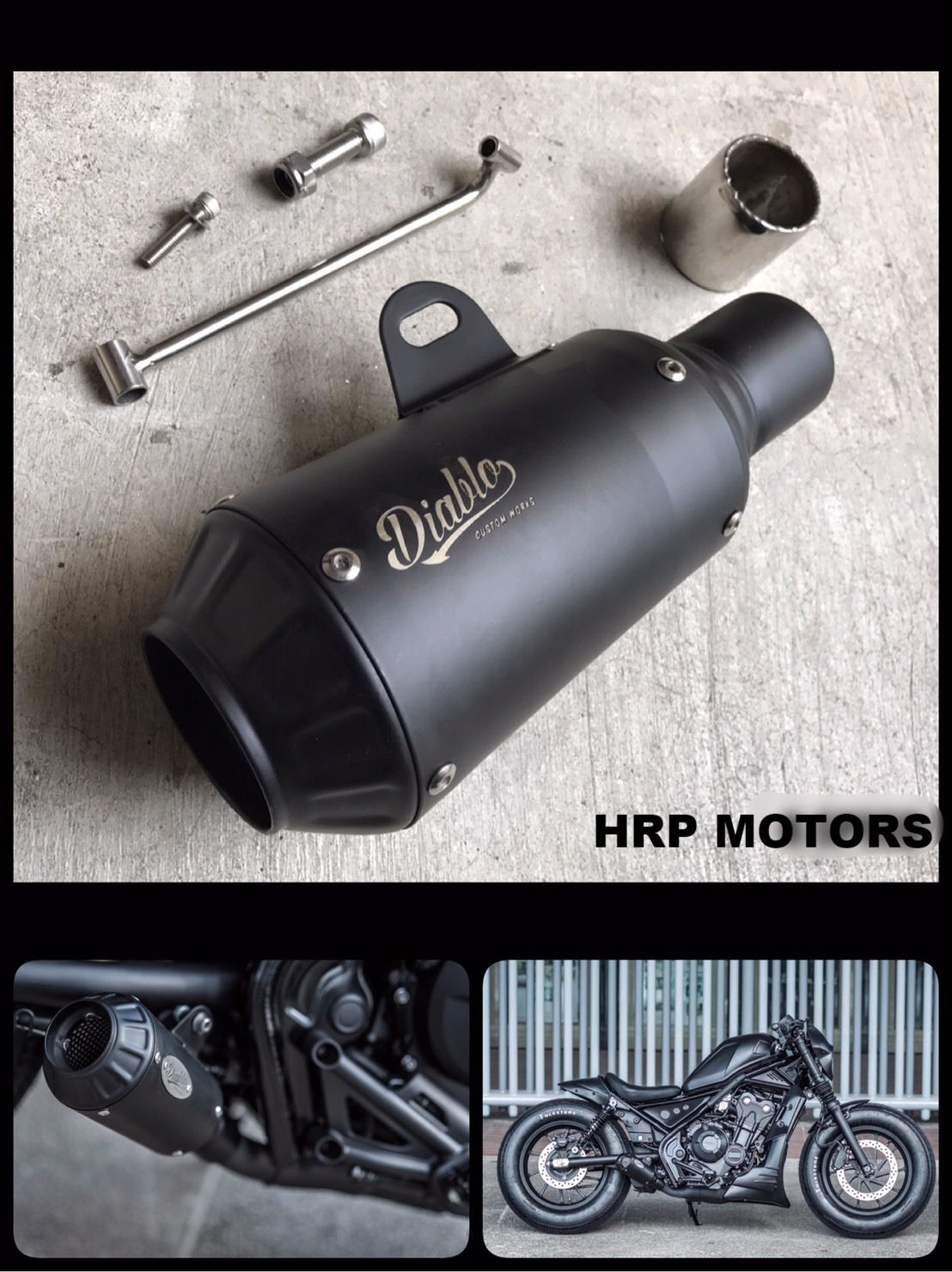 Honda Rebel 300/500 Short Diablo exhaust
