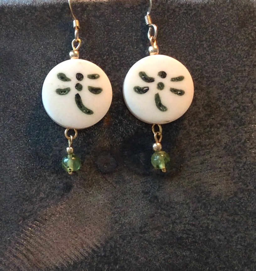 Dragonfly Earrings with Peridot