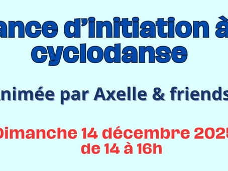 Dimanche 14 décembre 2025 : activité cyclodanse AP³ au Complexe sportif de Rixensart.