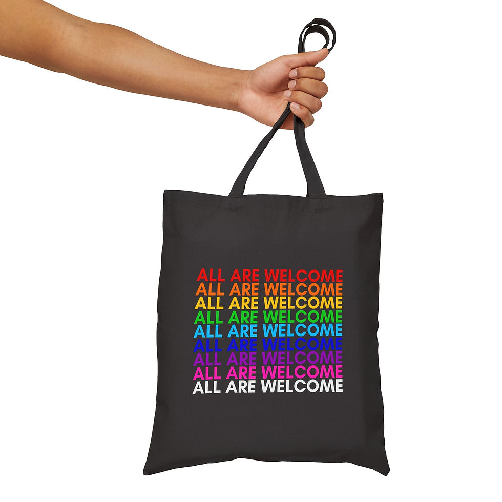 Thumbnail: 'Everyone is Welcome Here' Letter Canvas Tote Bag