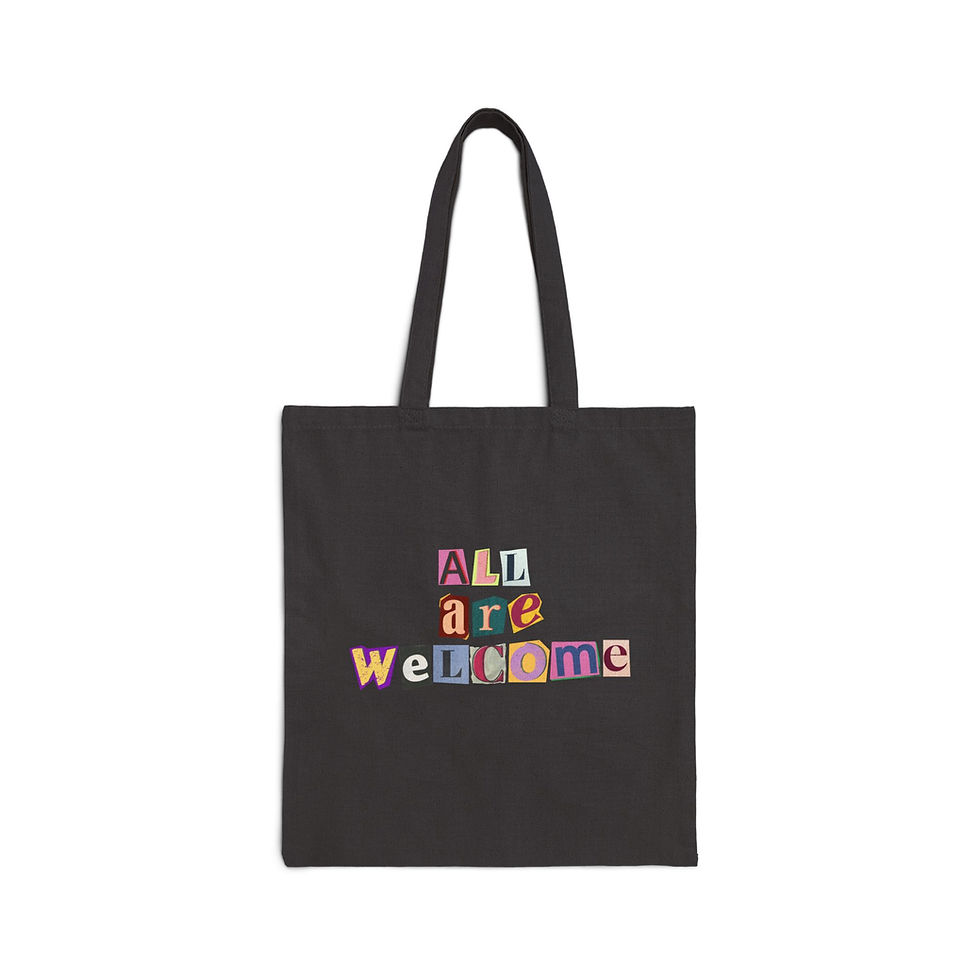 Thumbnail: 'All are Welcome' Magazine Canvas Tote Bag