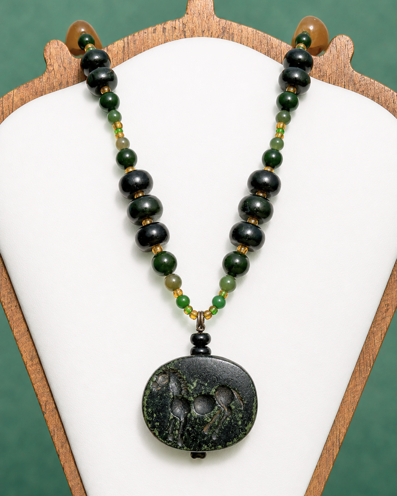 Forest Prayer Green Gemstone Necklace