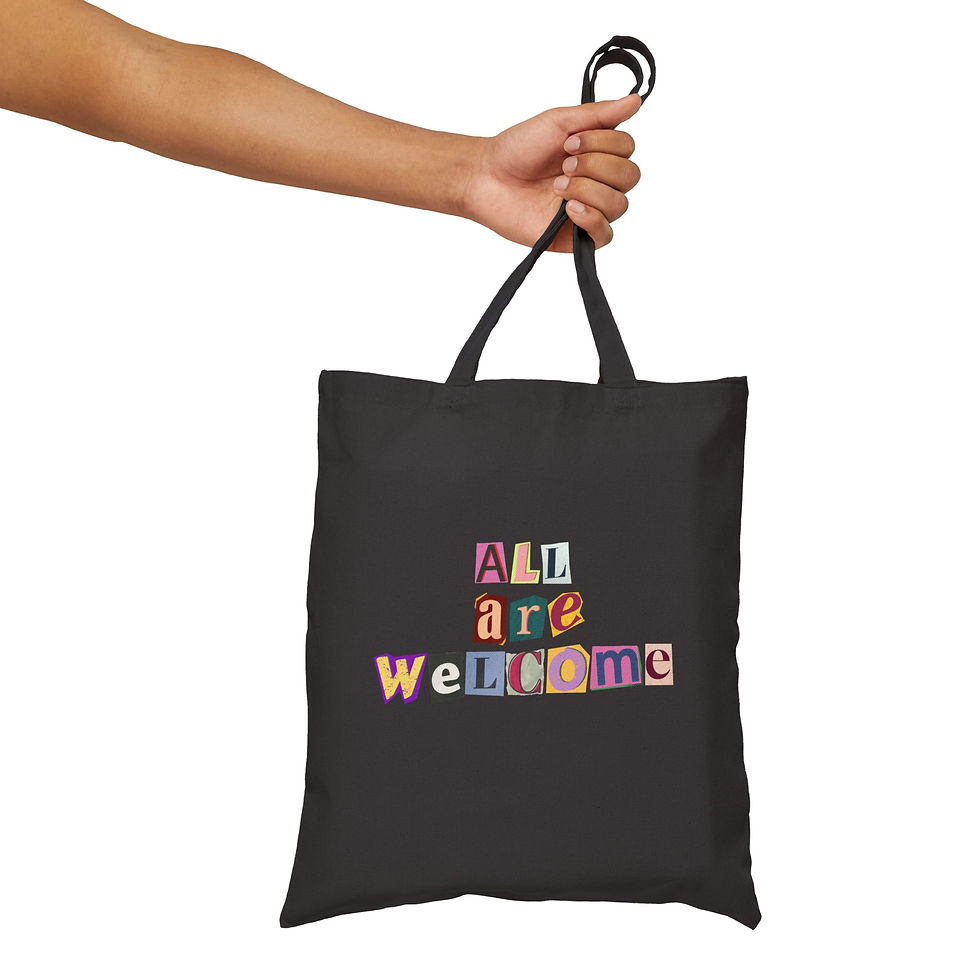 Thumbnail: 'All are Welcome' Magazine Canvas Tote Bag