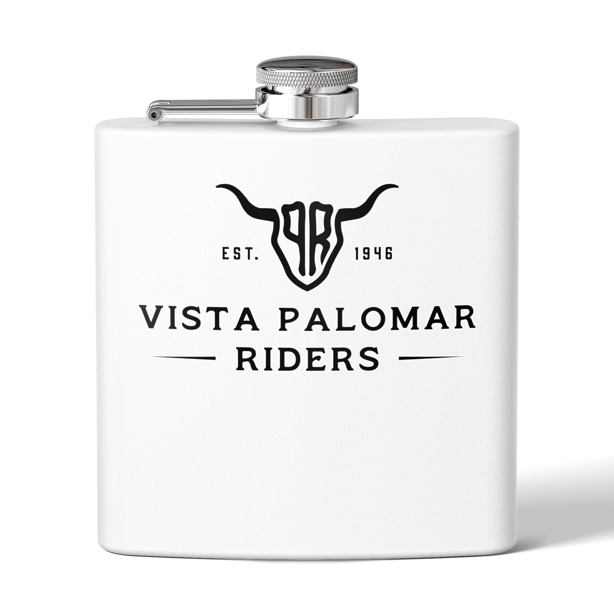 Vista Palomar Riders 6oz Stainless Steel Flask — Vintage Longhorn Logo