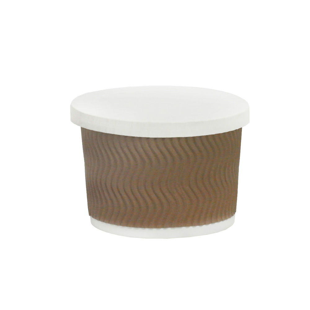 500ML RIPPLED PAPER CONTAINER WITH LID