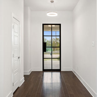 Iron door hallway black and white
