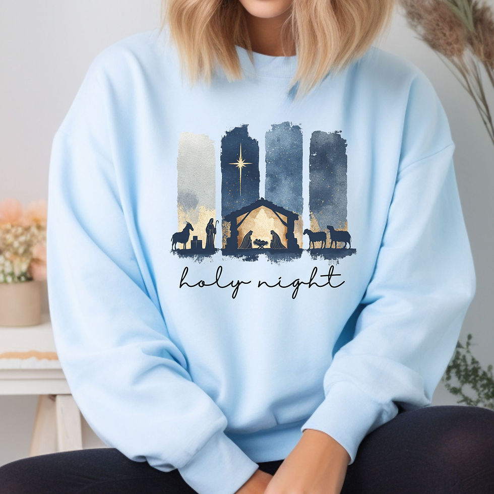 Thumbnail: Holy Night Christmas Sweatshirt - Christian Christmas Nativity
