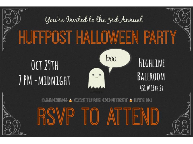 Poster design for HuffPost Halloween Party at Highline Ballroom, created by Alyssa Spatola