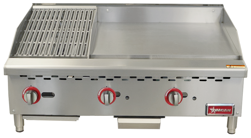 36″ Countertop Gas Combination Charbroiler and Griddle Combo- 95,000 BTU Natural