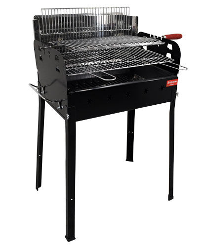 Painted Steel Charcoal BBQ Grill with Stainless Steel Double Grid and Central Ro