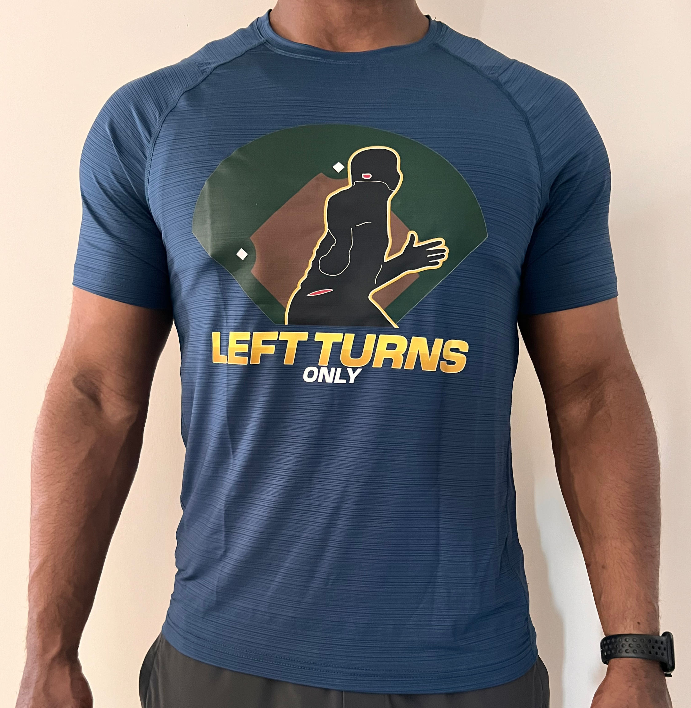 Left Turns Only- Logo Athletic Tee (Blue)