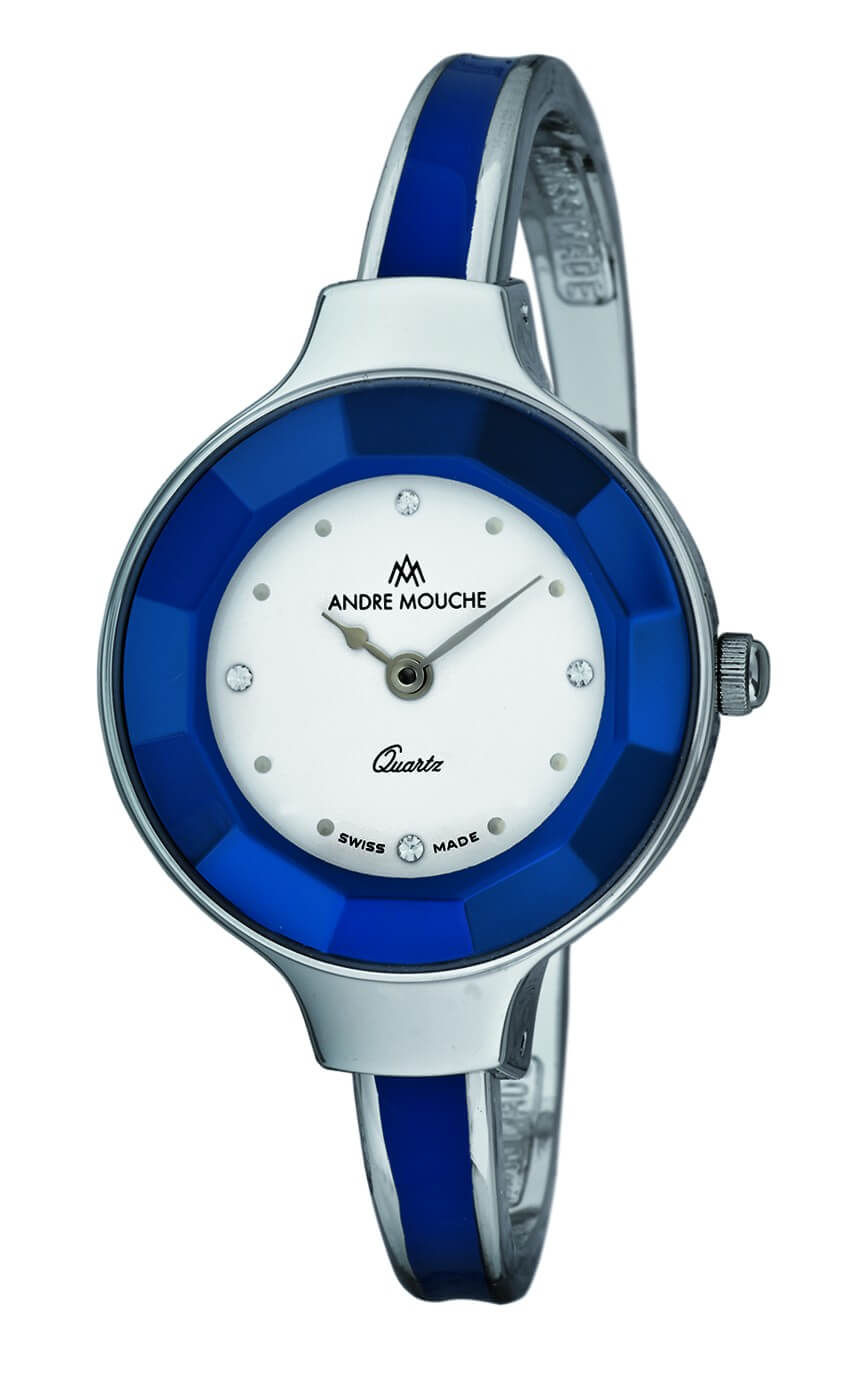 André Mouche - AURA, Palladium, blue - 431-06011 - Swiss Made Watch