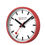 Thumbnail: Mondaine wall clock, red metal, white face, black hands, red second hand, side view