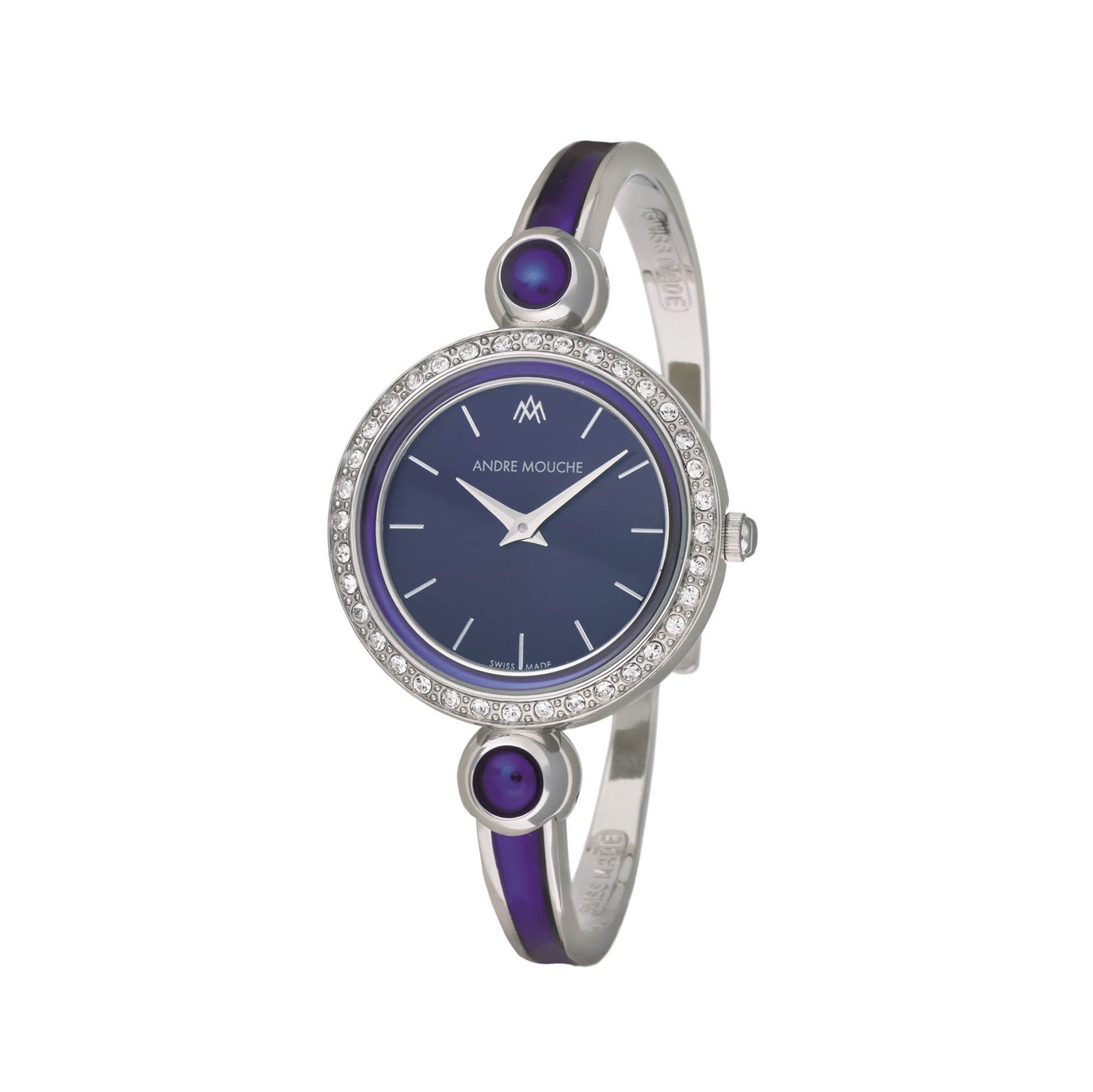 André Mouche - Aria Crystal, Palladium, blue - 453-0606 - Swiss Made