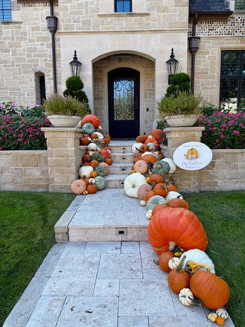 Seasonal pumpkin decorating in Plano, TX by My Front Porch