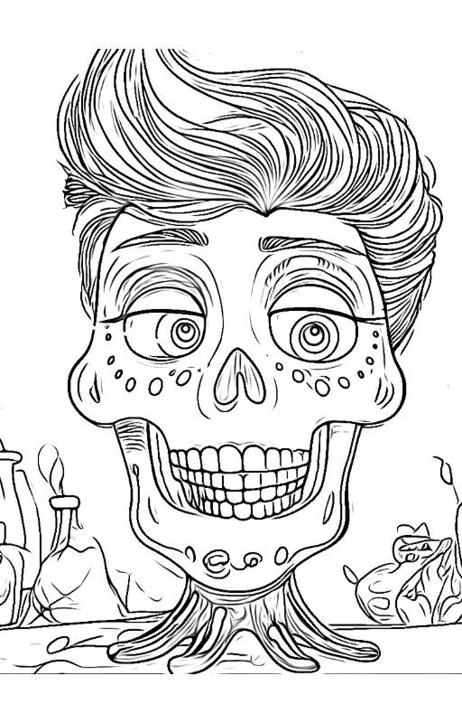 Thumbnail: Intricate skull coloring page design