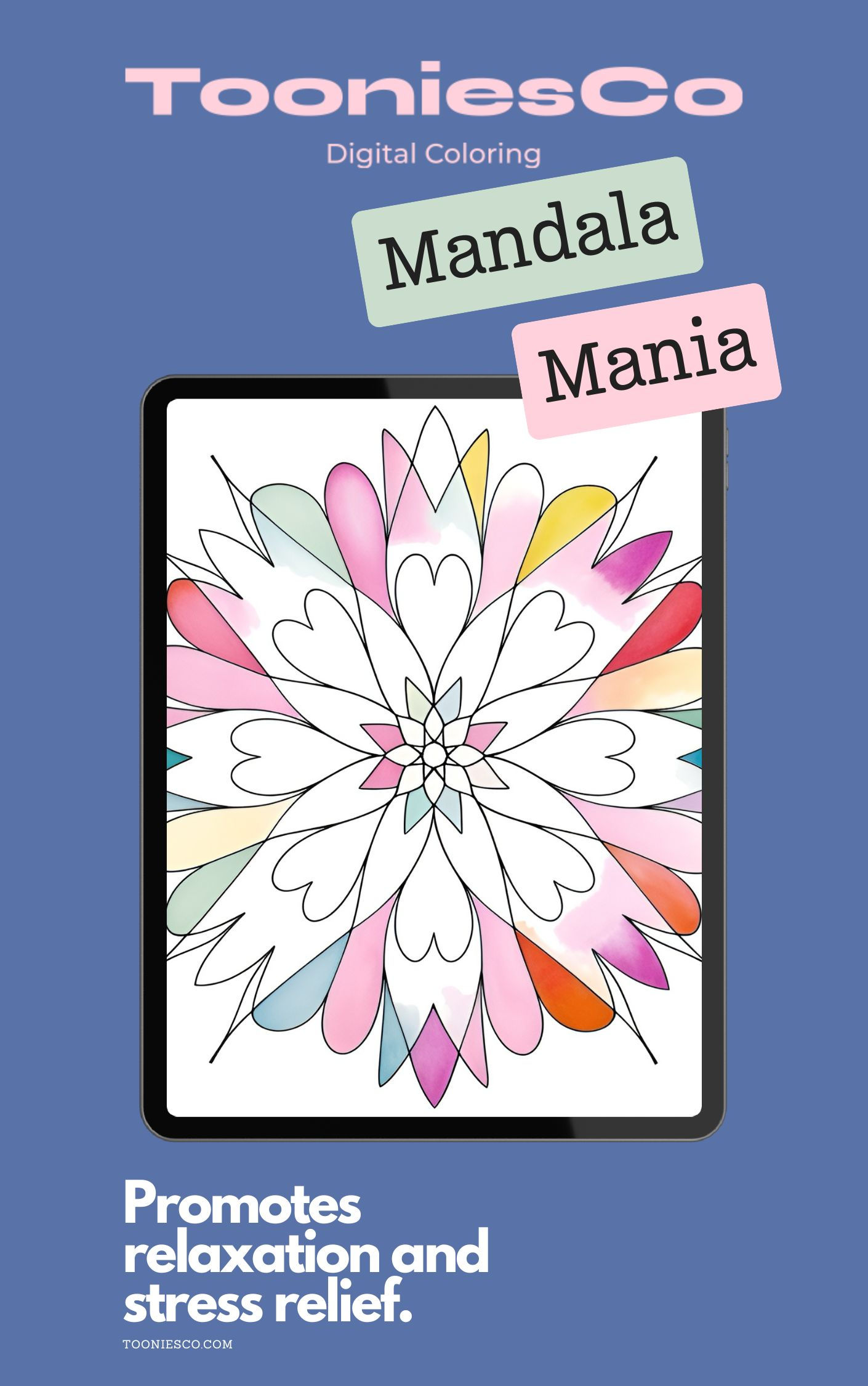 Colorful Mandala Mania digital coloring page