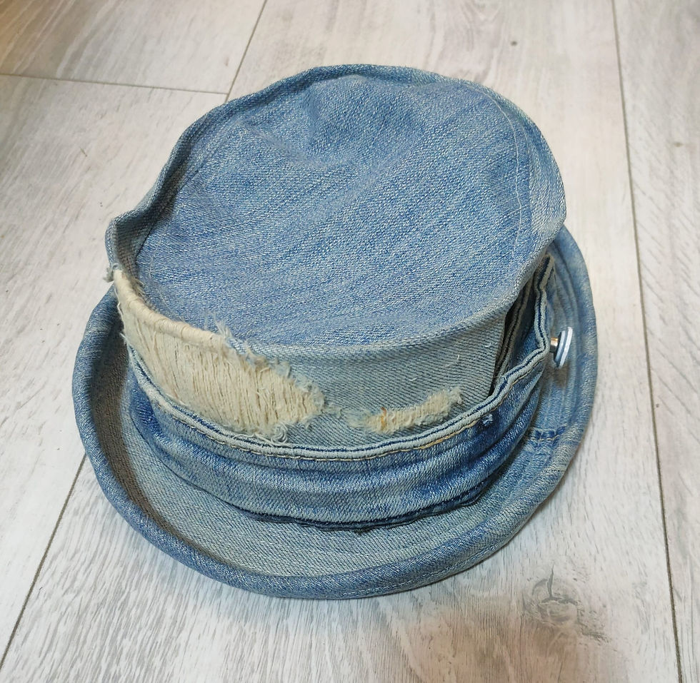 Thumbnail: Blues Hat one piece light wash designed by Ilana Horn 