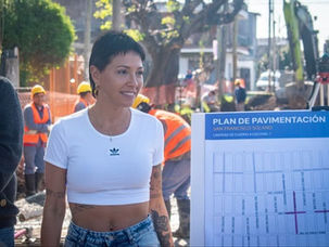 Mayra supervisó el inicio de los trabajos de pavimentos en los barrios 1º de Mayo y Monteverde de Solano
