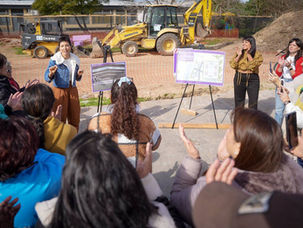 Mayra y Eva Mieri supervisaron las tareas iniciales de la construcción del Nuevo Polideportivo de Ezpeleta Oeste