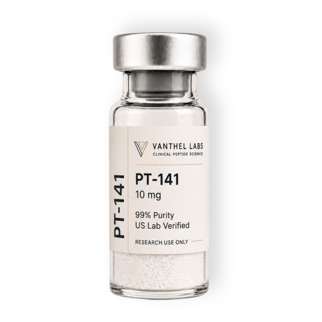 Vial de PT-141 Bremelanotide 10 mg de Vanthel Labs.