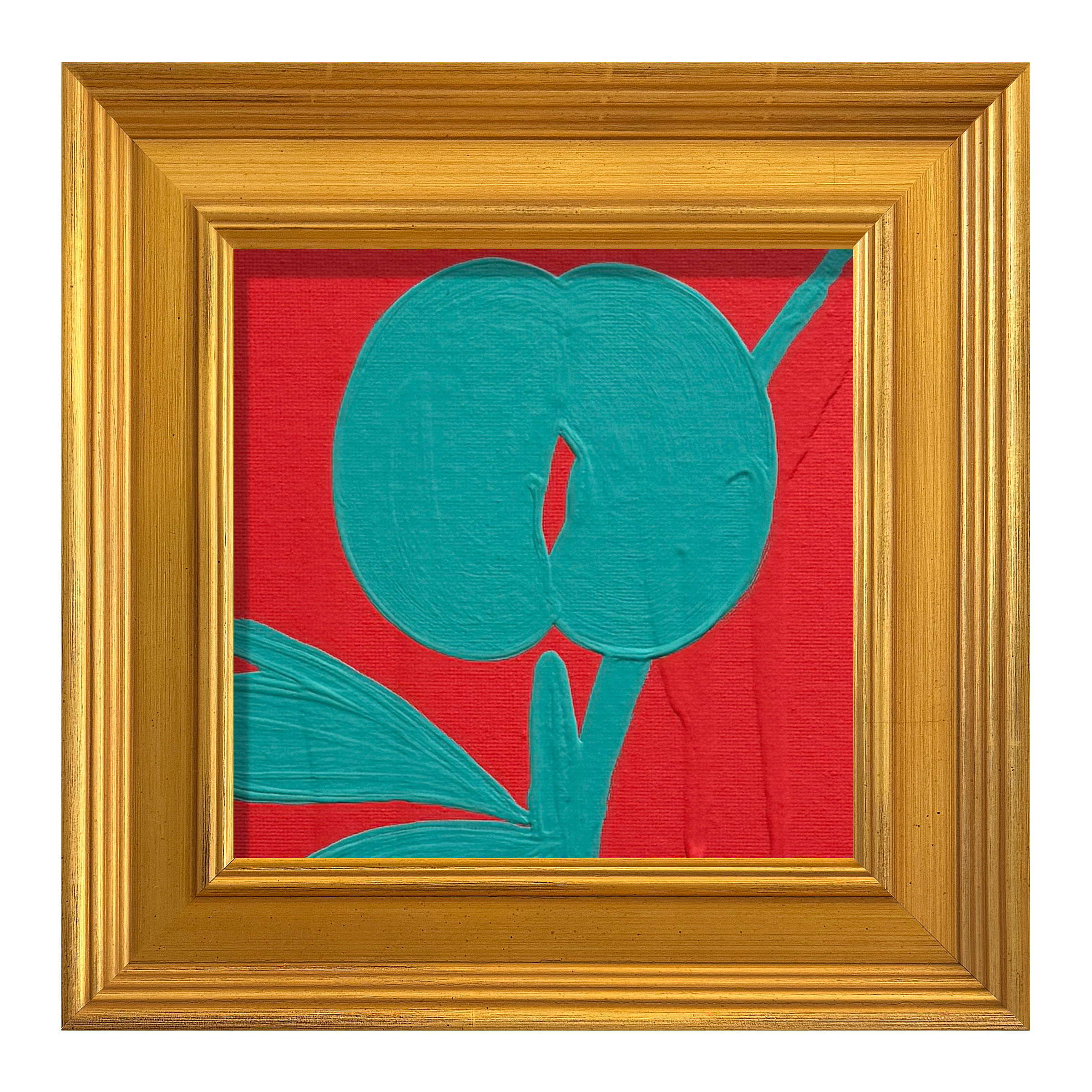 Ron Giusti Mini Petite Orchid Coral Turquoise Acrylic Painting