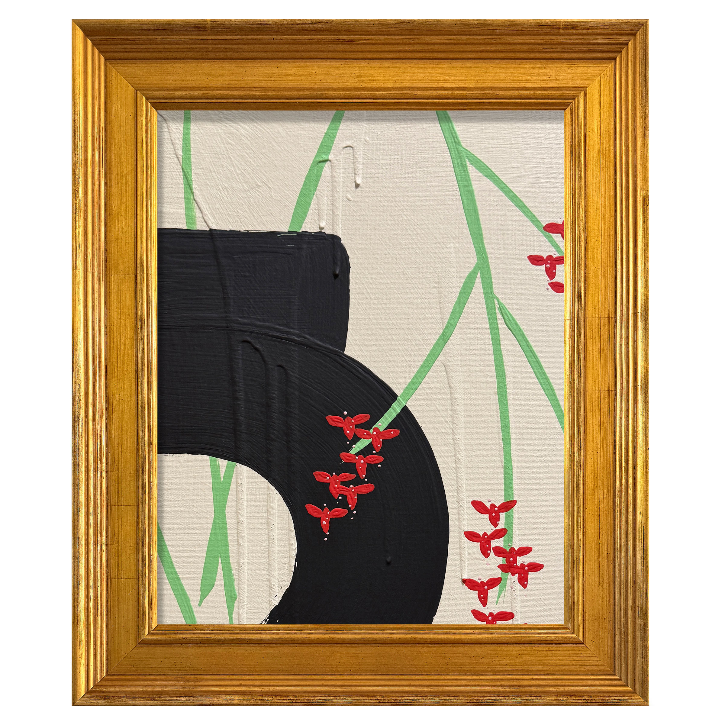 Ron Giusti Mini Mittsu Orchid Cream Coral Acrylic Painting