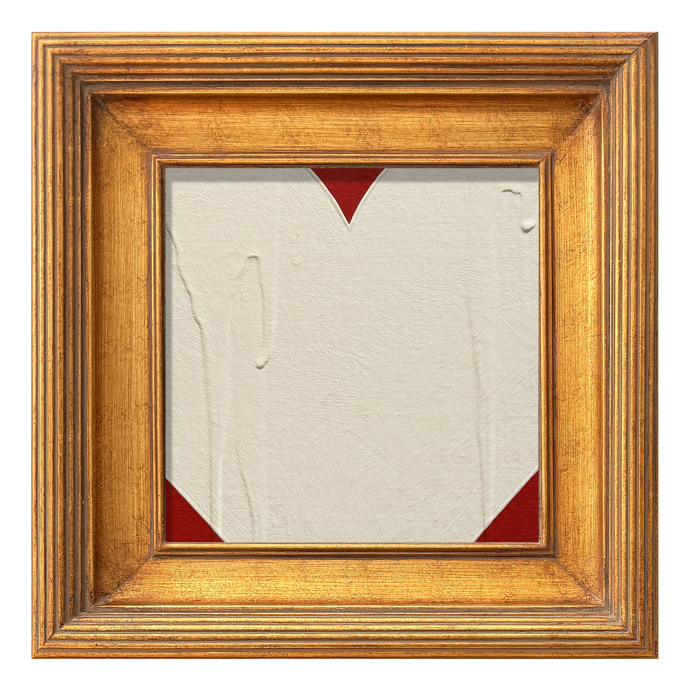 Ron Giusti Mini Heart Red Cream Acrylic Painting