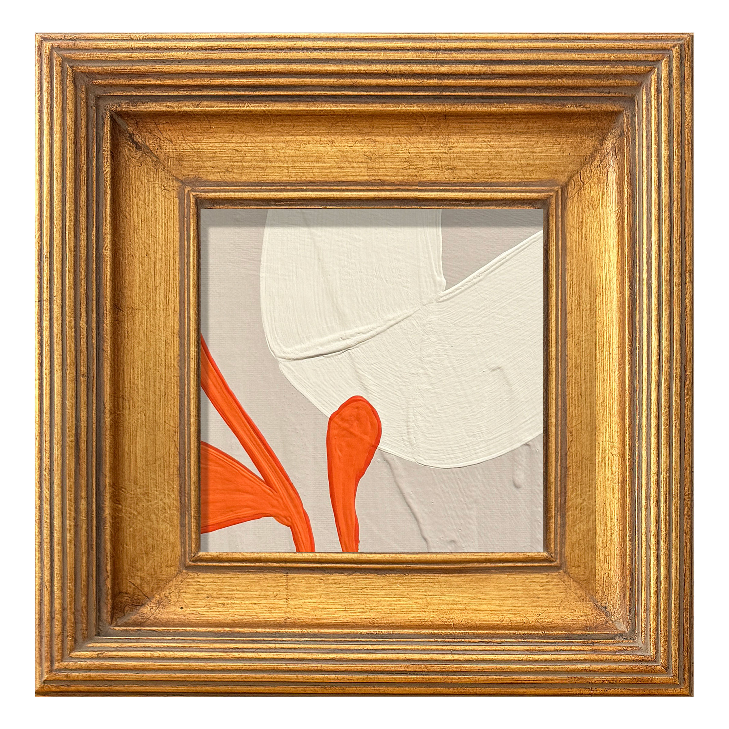 Ron Giusti Mini Poppy Taupe Cream Orange Acrylic Painting