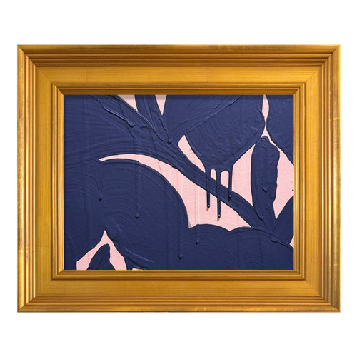 Ron Giusti Mini Abstract Orchid Light Pink Navy Acrylic Painting