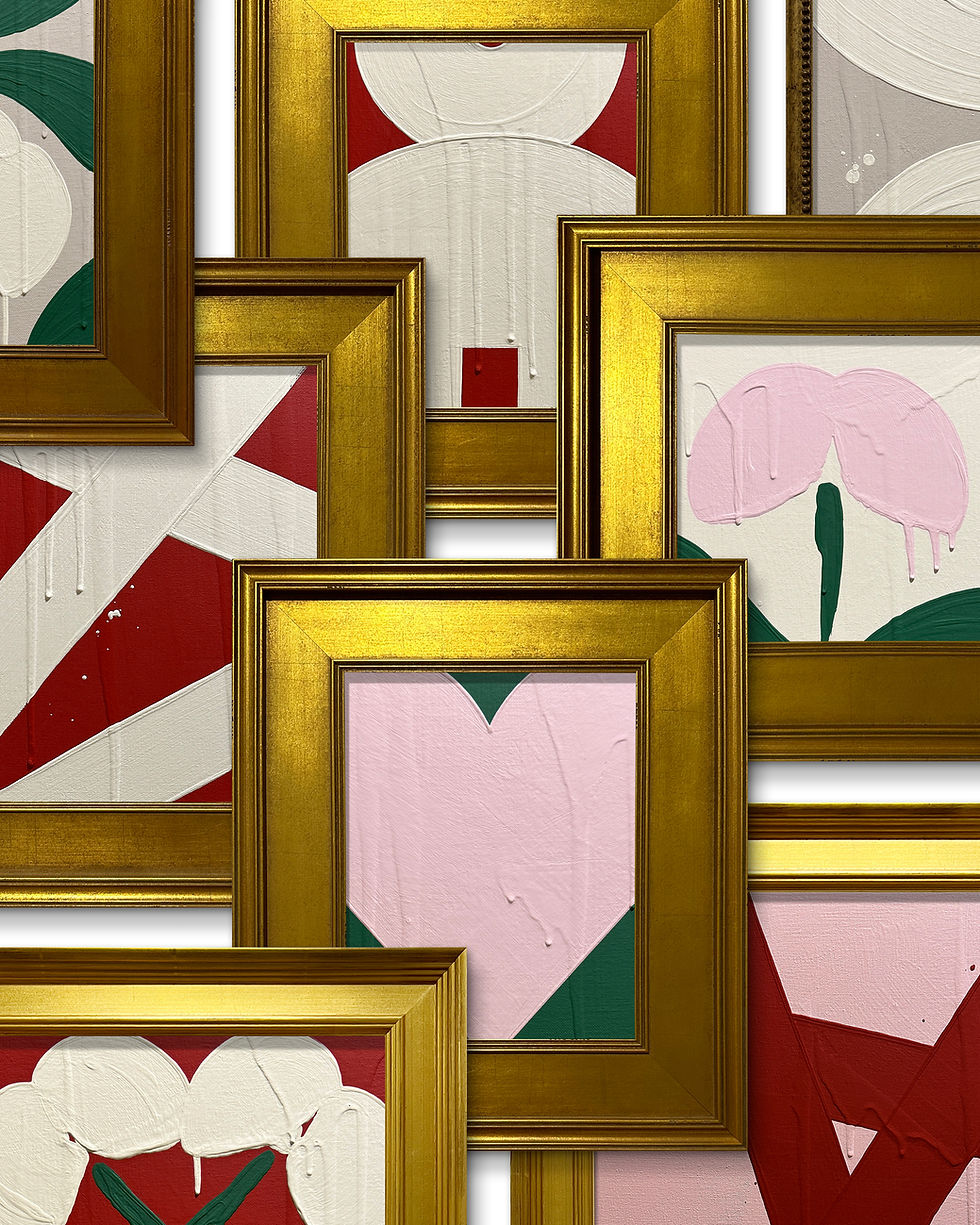 Thumbnail: Ron Giusti Mini Heart Cream Light Pink Acrylic Painting