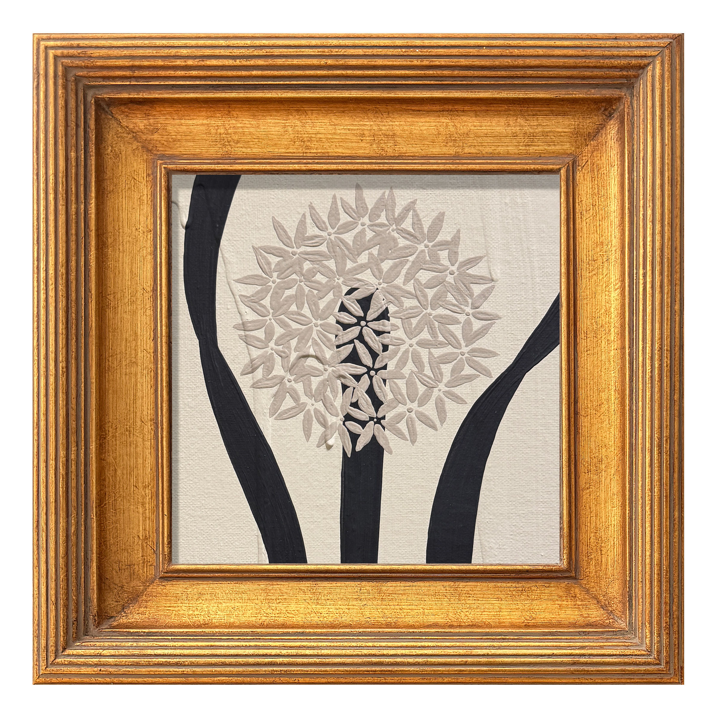 Ron Giusti Mini Allium Cream Taupe Acrylic Painting