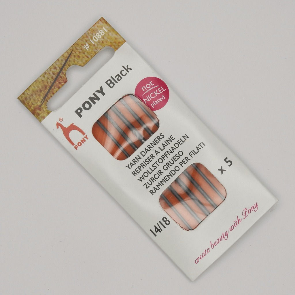 Pony Article #10881 Black Hand Sewing Needles Yarn Darners Sizes 14 to 18 - 5Pcs