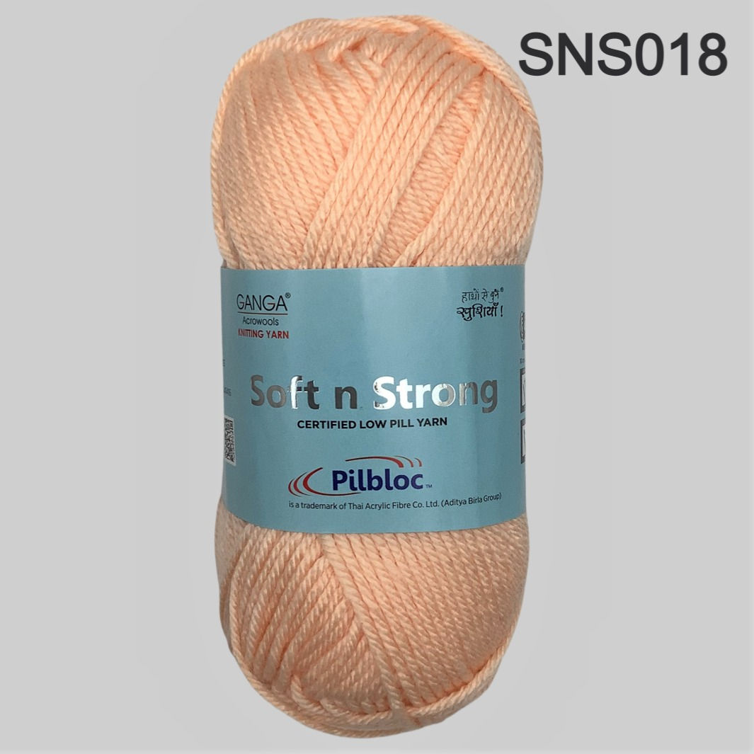 Ganga Soft N Strong Wool Yarn - Shade: SNS018 Peach