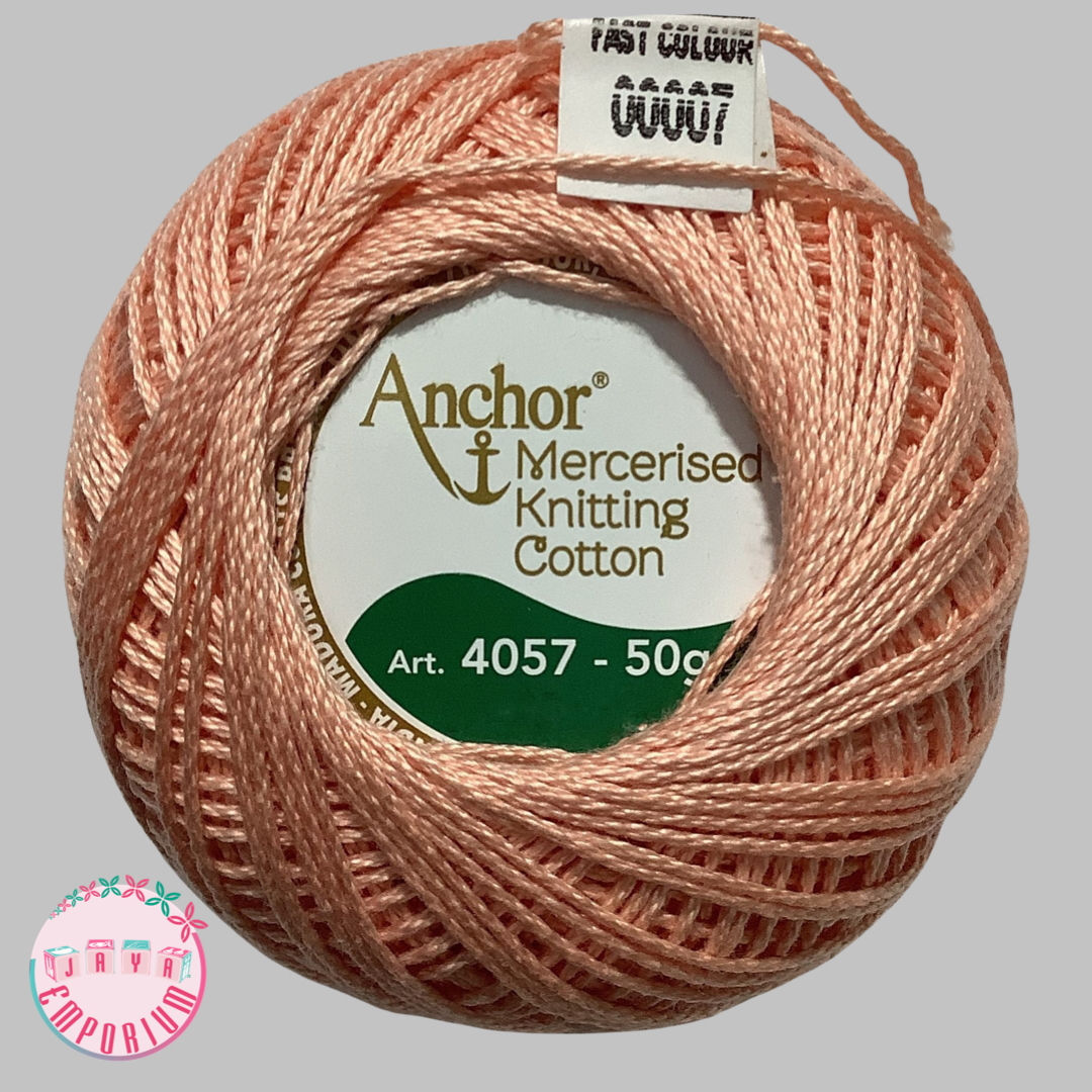 Anchor Mercerised Crochet Knitting Cotton Thread - Art No: 4057-000- Shade-00007 Peach