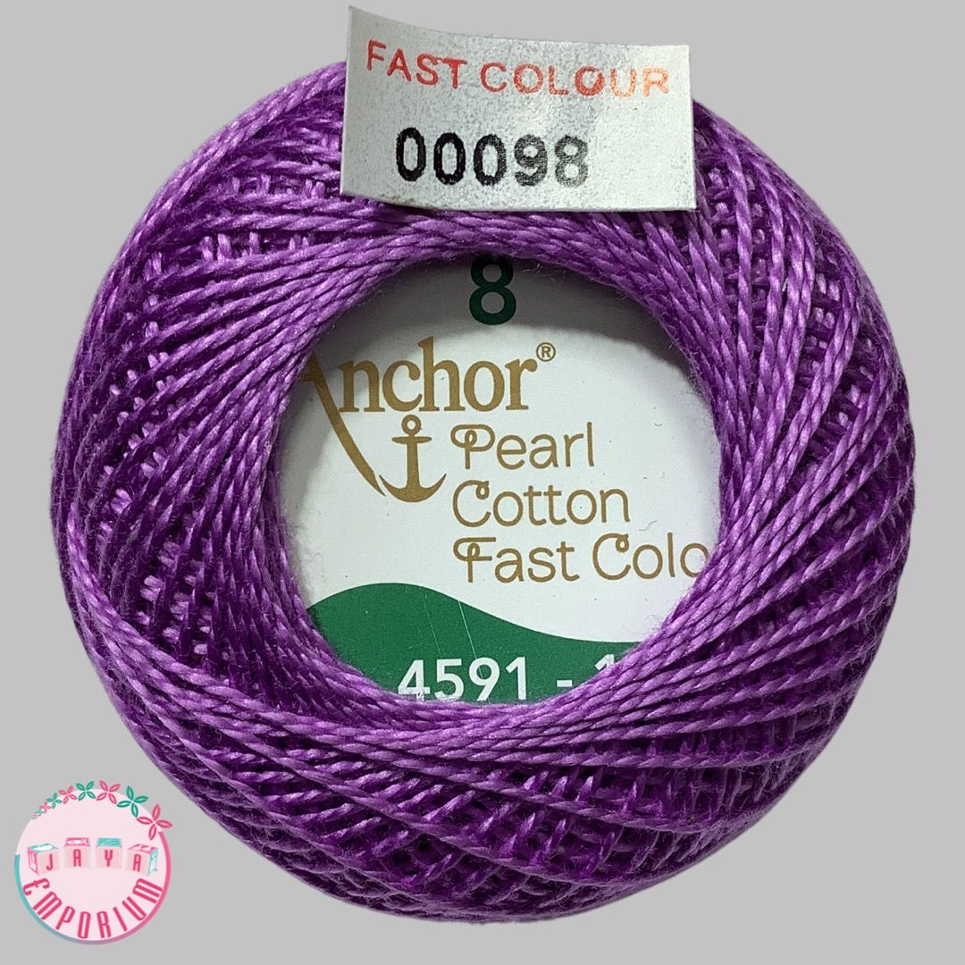 Anchor Pearl Crochet Knitting Cotton Thread - Art No: 4591-8- Shade-00098 Violet