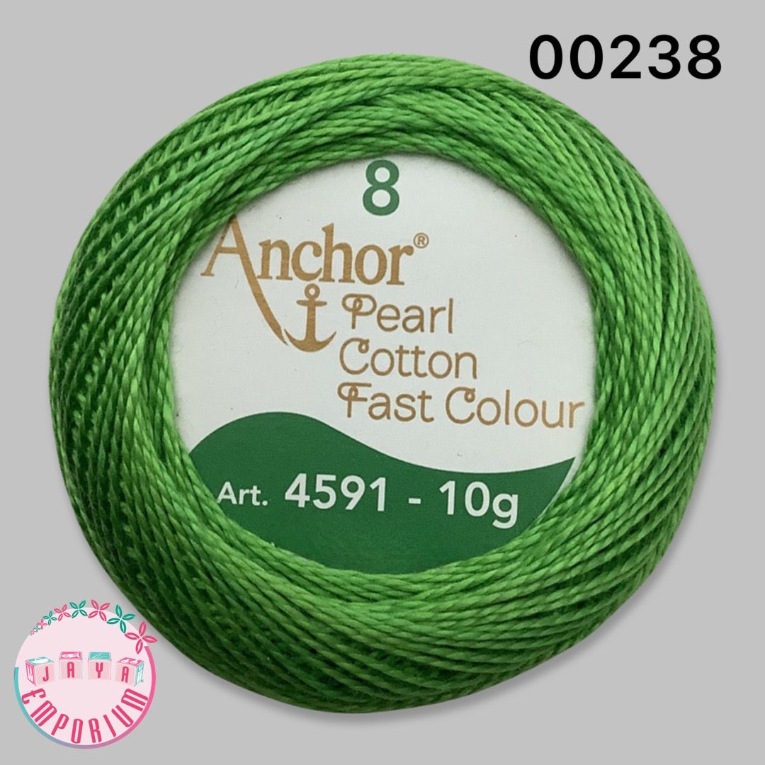 Anchor Pearl Crochet Knitting Cotton Thread - Art No: 4591-8- Shade-00238 Green
